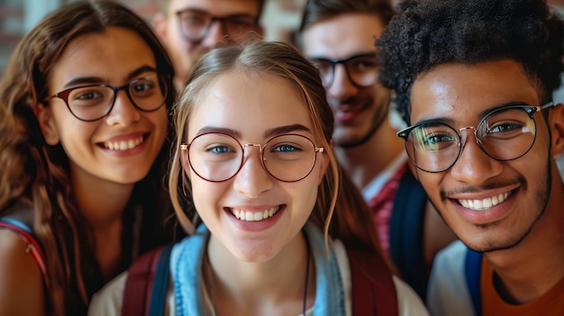 Group Of Young Asian People Wearing Glasses Background Four Young