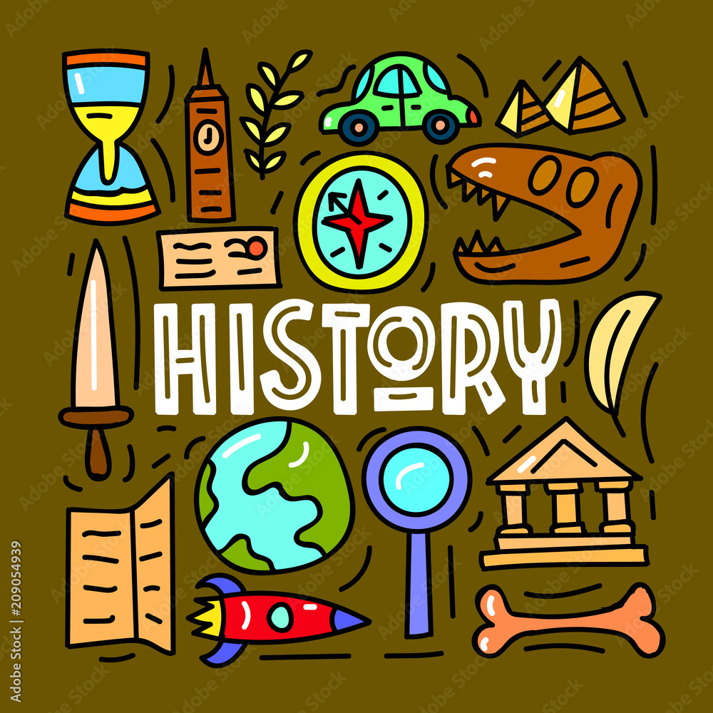 History Subject Concept Lettering Card Vector Illustration Stock Vector Adobe Stock
