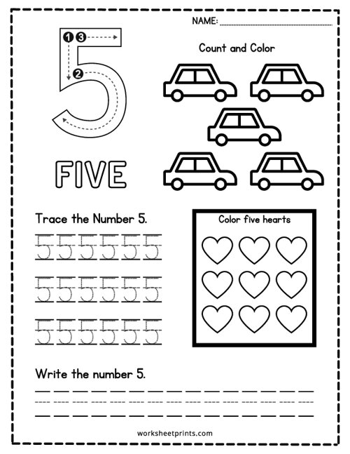 Number 5 Worksheet
